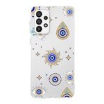 PrintiFy Samsung Galaxy A73 ile Uyumlu 1mm Slim Fit Nazar Boncuğu 5 Baskılı Şeffaf Kılıf