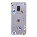 PrintiFy Samsung Galaxy A8 2018 ile Uyumlu 1mm Slim Fit Nazar Boncuğu 5 Baskılı Şeffaf Kılıf