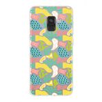 PrintiFy Samsung Galaxy A8 2018 ile Uyumlu Kapak Memphis Desen - 3 Tasarımlı 1mm Fit Şeffaf Silikon Kılıf