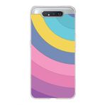 PrintiFy Samsung Galaxy A80 ile Uyumlu Kapak Renk Cümbüşü B Mor Tasarımlı 1mm Fit Şeffaf Silikon Kılıf