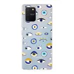 PrintiFy Samsung Galaxy A91 ile Uyumlu 1mm Slim Fit Nazar Boncuğu 2 Baskılı Şeffaf Kılıf