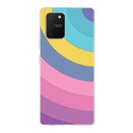 PrintiFy Samsung Galaxy A91 ile Uyumlu Kapak Renk Cümbüşü B Mor Tasarımlı 1mm Fit Şeffaf Silikon Kılıf