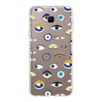 PrintiFy Samsung Galaxy J4 Core ile Uyumlu 1mm Slim Fit Nazar Boncuğu 2 Baskılı Şeffaf Kılıf