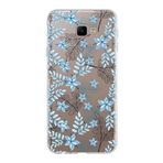 PrintiFy Samsung Galaxy J4 Core ile Uyumlu Kapak Floral Mavi Tasarımlı 1mm Fit Şeffaf Silikon Kılıf