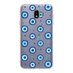 PrintiFy Samsung Galaxy J4 ile Uyumlu 1mm Slim Fit Nazar Boncuğu 1 Baskılı Şeffaf Kılıf
