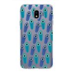 PrintiFy Samsung Galaxy J4 ile Uyumlu 1mm Slim Fit Nazar Boncuğu 4 Baskılı Şeffaf Kılıf
