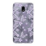 PrintiFy Samsung Galaxy J4 ile Uyumlu Kapak Floral Lila Tasarımlı 1mm Fit Şeffaf Silikon Kılıf