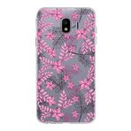 PrintiFy Samsung Galaxy J4 ile Uyumlu Kapak Floral Pembe Tasarımlı 1mm Fit Şeffaf Silikon Kılıf