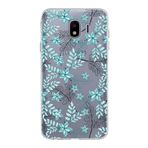 PrintiFy Samsung Galaxy J4 ile Uyumlu Kapak Floral Su Yeşili Tasarımlı 1mm Fit Şeffaf Silikon Kılıf