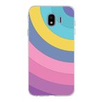 PrintiFy Samsung Galaxy J4 ile Uyumlu Kapak Renk Cümbüşü B Mor Tasarımlı 1mm Fit Şeffaf Silikon Kılıf