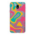 PrintiFy Samsung Galaxy J4 ile Uyumlu Kapak Renkli Desen B Turuncu Tasarımlı 1mm Fit Şeffaf Silikon Kılıf