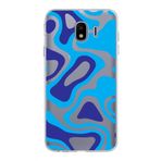 PrintiFy Samsung Galaxy J4 ile Uyumlu Kapak Renkli Desen C Mavi Tasarımlı 1mm Fit Şeffaf Silikon Kılıf