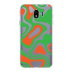 PrintiFy Samsung Galaxy J4 ile Uyumlu Kapak Renkli Desen E Yeşil Tasarımlı 1mm Fit Şeffaf Silikon Kılıf
