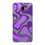 PrintiFy Samsung Galaxy J4 ile Uyumlu Kapak Renkli Desen F Mor Tasarımlı 1mm Fit Şeffaf Silikon Kılıf