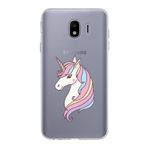 PrintiFy Samsung Galaxy J4 ile Uyumlu Kapak Unicorn Tasarımlı 1mm Fit Şeffaf Silikon Kılıf