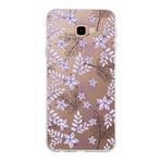 PrintiFy Samsung Galaxy J4 Plus ile Uyumlu Kapak Floral Lila Tasarımlı 1mm Fit Şeffaf Silikon Kılıf