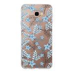 PrintiFy Samsung Galaxy J4 Plus ile Uyumlu Kapak Floral Mavi Tasarımlı 1mm Fit Şeffaf Silikon Kılıf