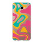PrintiFy Samsung Galaxy J4 Plus ile Uyumlu Kapak Renkli Desen B Turuncu Tasarımlı 1mm Fit Şeffaf Silikon Kılıf