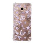 Printify Samsung Galaxy J4 Plus Köşe Korumalı Antişok Kapak Floral Lila Tasarımlı Şeffaf Kılıf