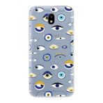 PrintiFy Samsung Galaxy J5 Pro ile Uyumlu 1mm Slim Fit Nazar Boncuğu 2 Baskılı Şeffaf Kılıf