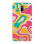 PrintiFy Samsung Galaxy J7 Duo ile Uyumlu Kapak Renkli Desen B Turuncu Tasarımlı 1mm Fit Şeffaf Silikon Kılıf