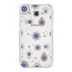 PrintiFy Samsung Galaxy J7 ile Uyumlu Nazar Boncuğu 5 Kamera Korumalı Şeffaf Silikon Kılıf