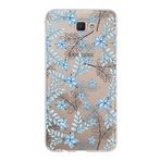 PrintiFy Samsung Galaxy J7 Prime ile Uyumlu Kapak Floral Mavi Tasarımlı 1mm Fit Şeffaf Silikon Kılıf
