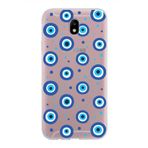 PrintiFy Samsung Galaxy J7 Pro ile Uyumlu 1mm Slim Fit Nazar Boncuğu 1 Baskılı Şeffaf Kılıf