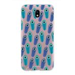 PrintiFy Samsung Galaxy J7 Pro ile Uyumlu 1mm Slim Fit Nazar Boncuğu 4 Baskılı Şeffaf Kılıf