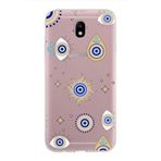 PrintiFy Samsung Galaxy J7 Pro ile Uyumlu 1mm Slim Fit Nazar Boncuğu 5 Baskılı Şeffaf Kılıf
