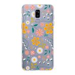 PrintiFy Samsung Galaxy J8 ile Uyumlu Kapak Çiçek Tasarımlı 1mm Fit Şeffaf Silikon Kılıf