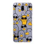 PrintiFy Samsung Galaxy J8 ile Uyumlu Kapak Duck Tasarımlı 1mm Fit Şeffaf Silikon Kılıf