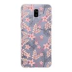 PrintiFy Samsung Galaxy J8 ile Uyumlu Kapak Floral Kırmızı Tasarımlı 1mm Fit Şeffaf Silikon Kılıf