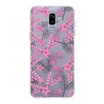 PrintiFy Samsung Galaxy J8 ile Uyumlu Kapak Floral Pembe Tasarımlı 1mm Fit Şeffaf Silikon Kılıf