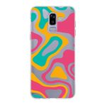 PrintiFy Samsung Galaxy J8 ile Uyumlu Kapak Renkli Desen B Turuncu Tasarımlı 1mm Fit Şeffaf Silikon Kılıf