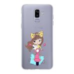 PrintiFy Samsung Galaxy J8 ile Uyumlu Kapak Vespagirl Tasarımlı 1mm Fit Şeffaf Silikon Kılıf