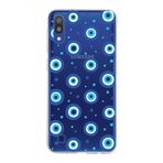 PrintiFy Samsung Galaxy M10 ile Uyumlu 1mm Slim Fit Nazar Boncuğu 1 Baskılı Şeffaf Kılıf