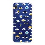 PrintiFy Samsung Galaxy M10 ile Uyumlu 1mm Slim Fit Nazar Boncuğu 2 Baskılı Şeffaf Kılıf