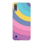 PrintiFy Samsung Galaxy M10 ile Uyumlu Kapak Renk Cümbüşü B Mor Tasarımlı 1mm Fit Şeffaf Silikon Kılıf