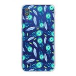 PrintiFy Samsung Galaxy M10 ile Uyumlu Nazar Boncuğu 3 Baskılı Kamera Korumalı Şeffaf Silikon Kılıf