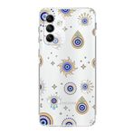 PrintiFy Samsung Galaxy M13 ile Uyumlu Nazar Boncuğu 5 Kamera Korumalı Şeffaf Silikon Kılıf