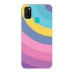 PrintiFy Samsung Galaxy M21 ile Uyumlu Kapak Renk Cümbüşü B Mor Tasarımlı 1mm Fit Şeffaf Silikon Kılıf