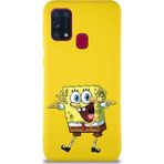 Printify Samsung Galaxy M31 Soft Premier Kapak Sünger Bob Tasarımlı Silikon Cep Telefonu Kılıfı