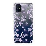 PrintiFy Samsung Galaxy M31s ile Uyumlu Kapak Floral Lila Tasarımlı 1mm Fit Şeffaf Silikon Kılıf