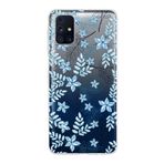 PrintiFy Samsung Galaxy M31s ile Uyumlu Kapak Floral Mavi Tasarımlı 1mm Fit Şeffaf Silikon Kılıf