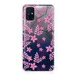 PrintiFy Samsung Galaxy M31s ile Uyumlu Kapak Floral Pembe Tasarımlı 1mm Fit Şeffaf Silikon Kılıf