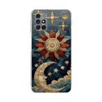 PrintiFy Samsung Galaxy M31s ile Uyumlu Vitray Sol ve Luna Tasarımlı Şeffaf Silikon Kılıf