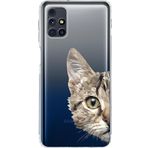 PrintiFy Samsung Galaxy M31s Uyumlu Kamera Korumalı Kapak Catface Tasarımlı Şeffaf Silikon Kılıf
