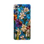 PrintiFy Samsung Galaxy M34 ile Uyumlu Vitray Mavi Bahar Tasarımlı Şeffaf Silikon Kılıf