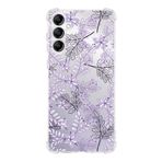 PrintiFy Samsung Galaxy M34 Uyumlu Köşe Korumalı Antişok Kapak Floral Lila Tasarımlı Şeffaf Silikon Kılıf